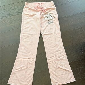 TWISTED HEART Light Pink Drawstring Lounge Pants with Embellished Detail